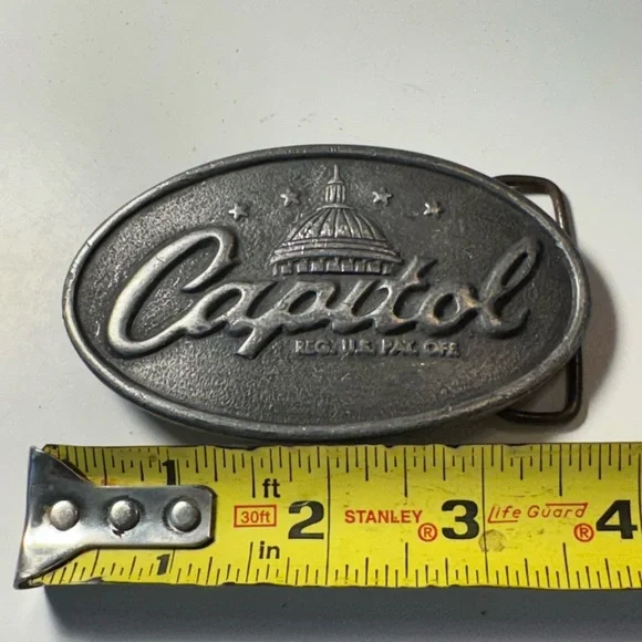 Vintage 1970s Capitol Records Rock Men’s Indiana Metal Craft Belt Buckle RARE - Picture 5 of 6